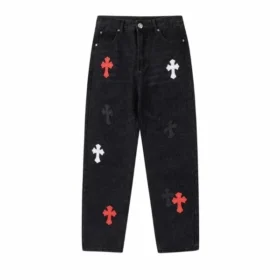 Blugi brodați Chrome Hearts, negri