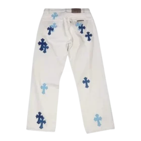 Blugi Chrome Hearts cu Cross Patch