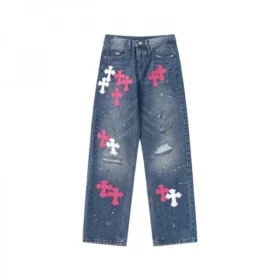 Blugi Chrome Hearts cu Cross Patch