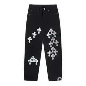 Blugi Chrome Hearts cu Cross Patch Multi Cross
