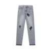 Blugi din piele cu cruce pictată manual Chrome Hearts Blugi din piele cu cruce pictată manual Chrome Hearts