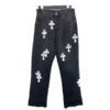Blugi din piele cu cusături în formă de cruce Chrome Hearts Blugi din piele cu cusături în formă de cruce Chrome Hearts