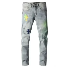 Blugi skinny cu Cross Patches în formă de Heart Chrome Hearts
