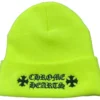 Căciulă cu logo Chrome Hearts, galben neon