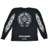 Chrome Hearts Tricou cu mâneci lungi alb-negru Chrome Hearts Tricou cu mâneci lungi alb-negru