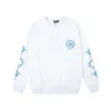 Hanorac cu guler rotund și logo albastru Chrome Hearts