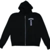 Hanorace cu glugă și fermoar Chrome Hearts cu logo floral, negru, mărime L
