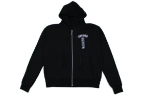 Hanorace cu glugă și fermoar Chrome Hearts cu logo floral, negru, mărime L
