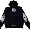 Hanorace cu glugă și fermoar Chrome Hearts cu logo floral, negru, mărime L