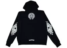 Hanorace cu glugă și fermoar Chrome Hearts cu logo floral, negru, mărime L