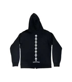 Hanorace cu glugă și fermoar Chrome Hearts cu logo triplu