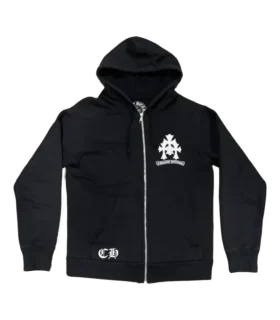 Hanorace cu glugă și fermoar Chrome Hearts cu logo triplu