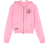 Hanorace roz cu glugă și fermoar Chrome Hearts pentru fete Hanorace roz cu glugă și fermoar Chrome Hearts pentru fete