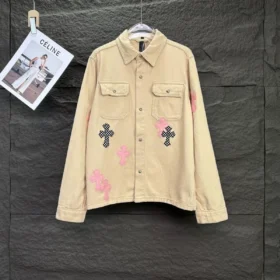 Jacheta Chrome Hearts cu cruci roz și negre