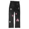 Pantaloni din piele cu Cross Patch la genunchi Chrome Hearts Fleur Pantaloni din piele cu Cross Patch la genunchi Chrome Hearts Fleur