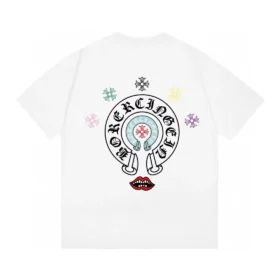 Tricou Chrome Hearts cu logo multiplu și design cu buze